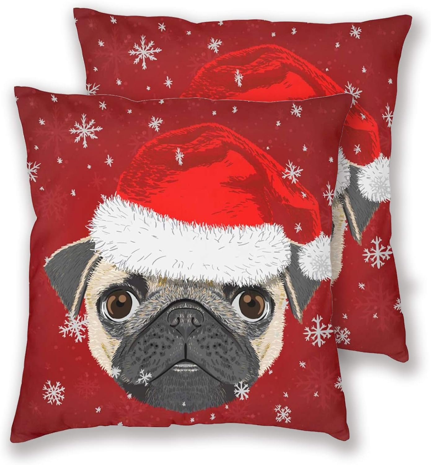 Merry Christmas Decorative Square Pug Pillowcases