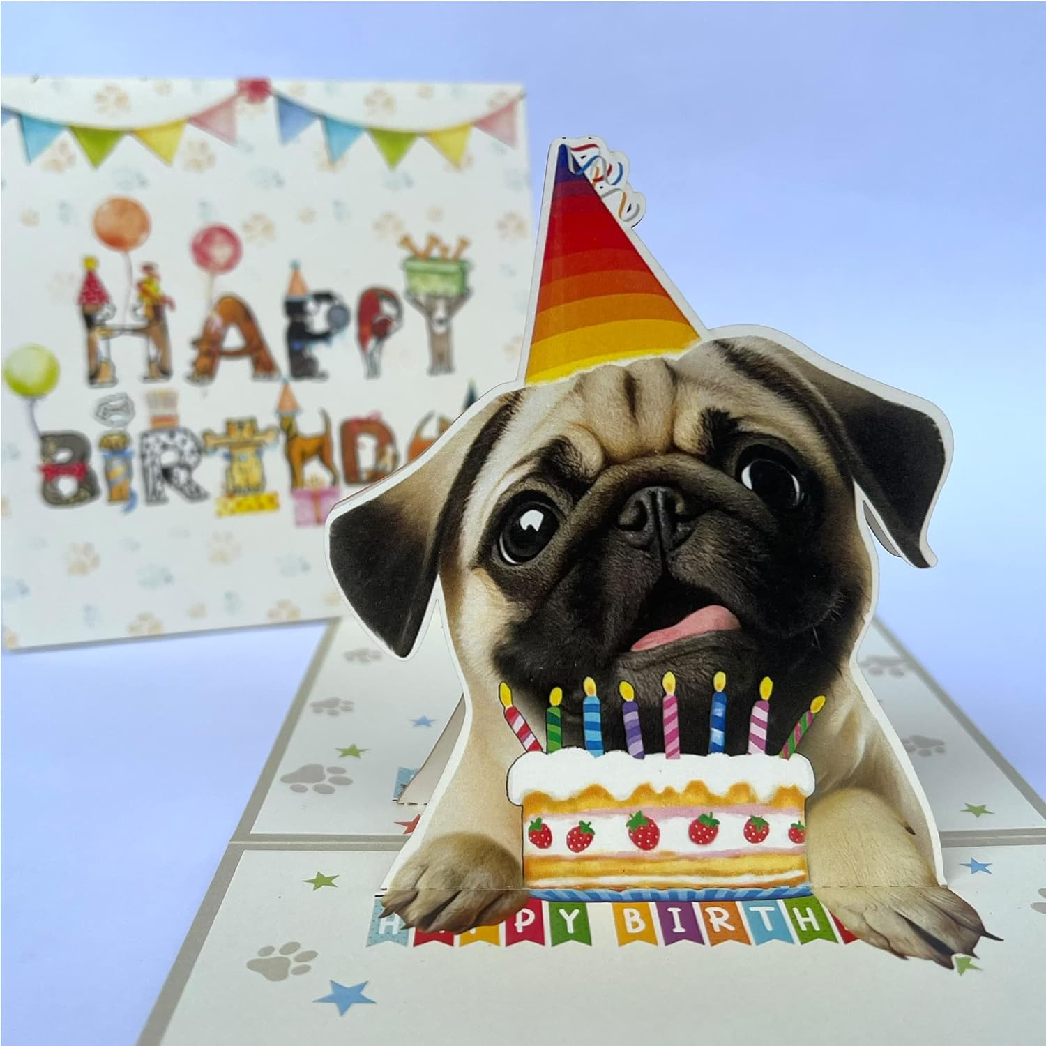 Pug Dog 3D Birthday Funny Pop Up Cards