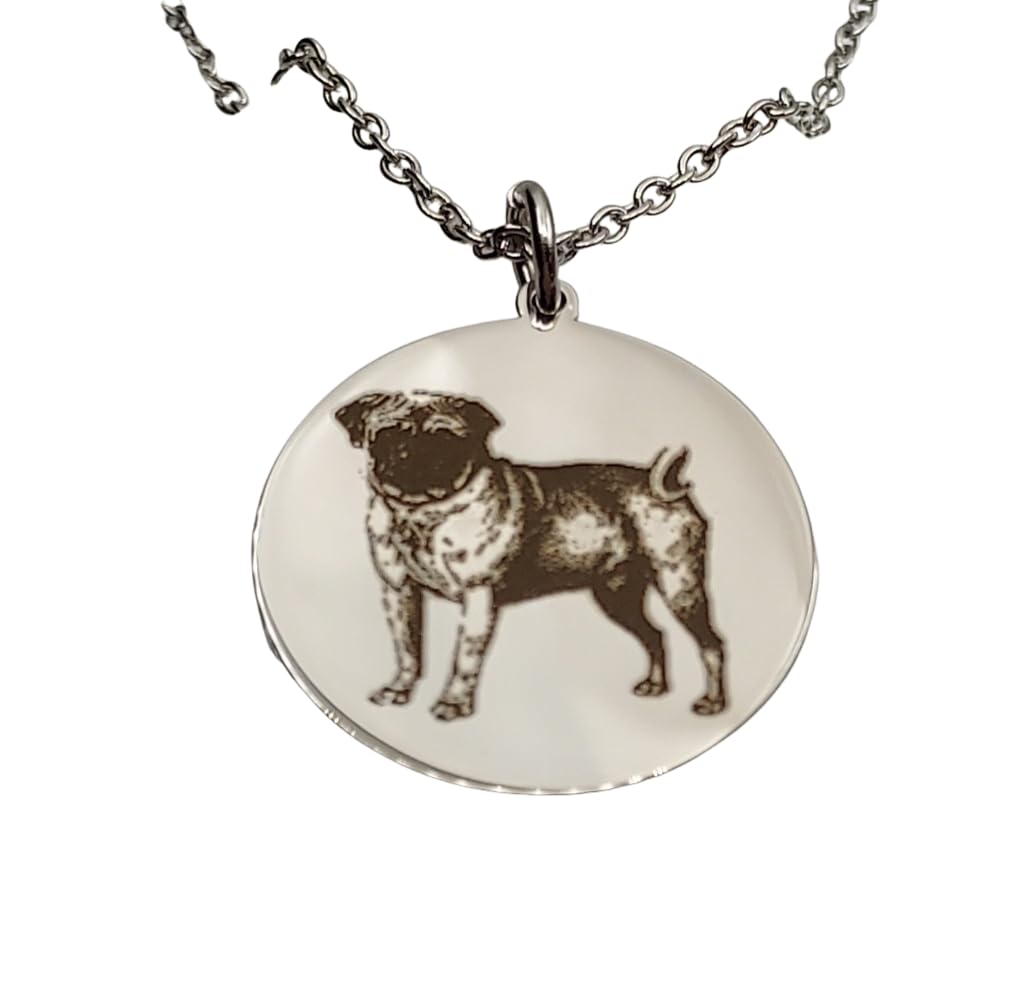 Pug Laser Engraved Charm Necklace