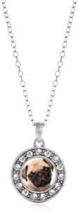 Silver Circle Charm 18 Inch Necklace with Cubic Zirconia Jewelry