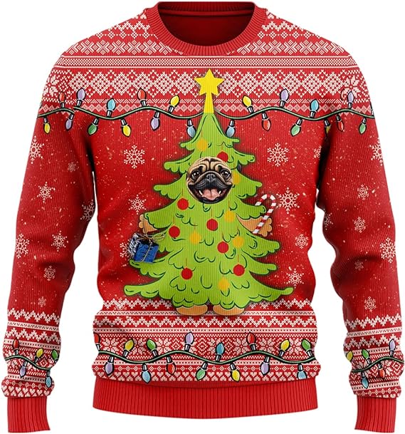 Xmas Pug Ugly Christmas Sweater For Women