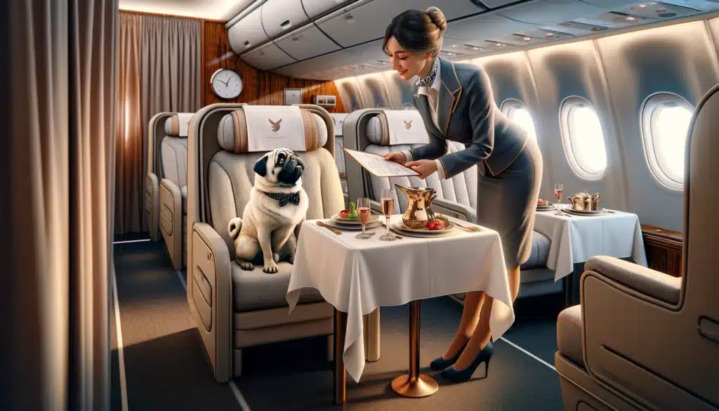 can pugs fly on planes - dining options