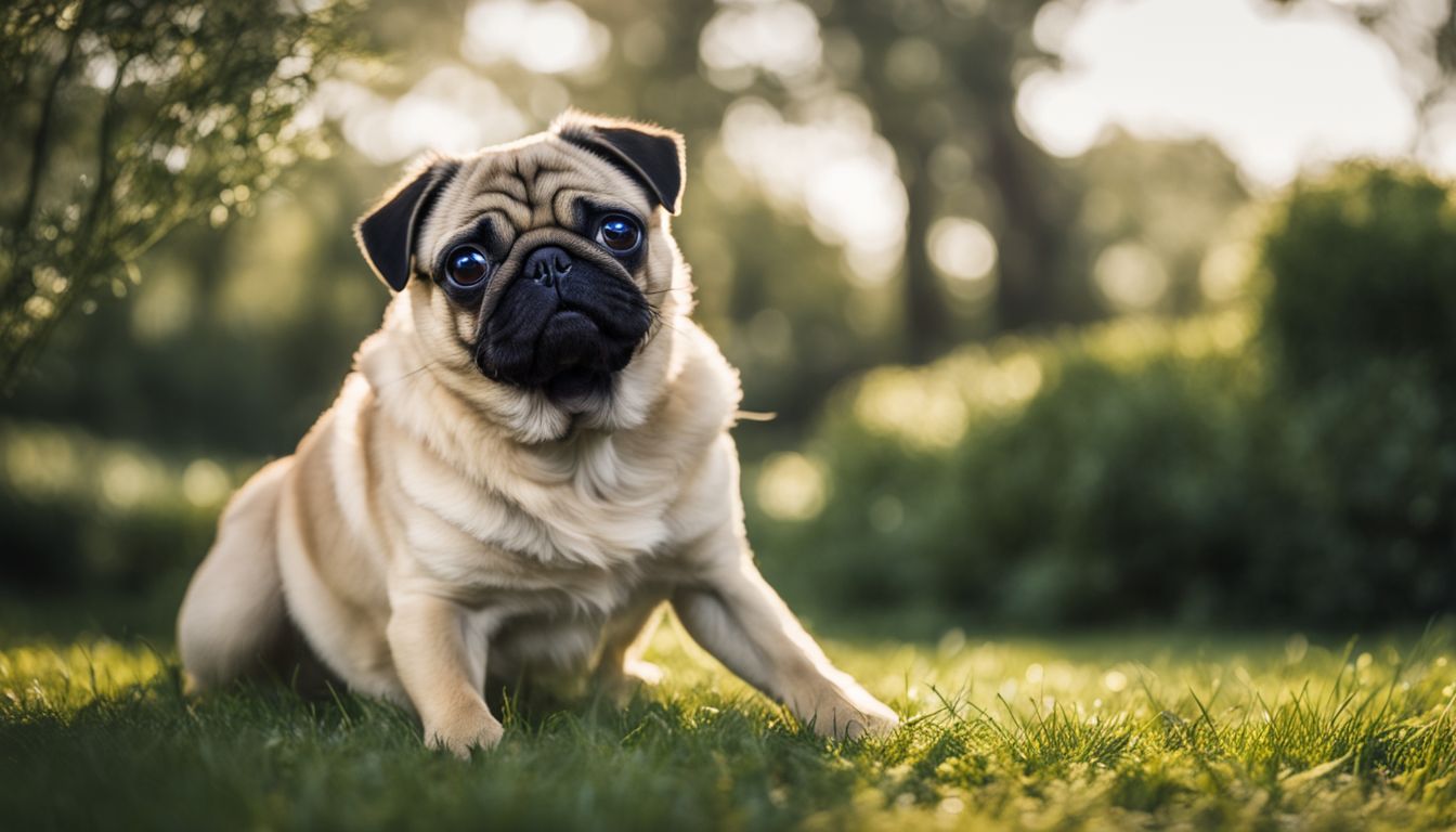 Can Pugs Jump On The Bed? A playful pug enjoying a spacious and grassy garden.