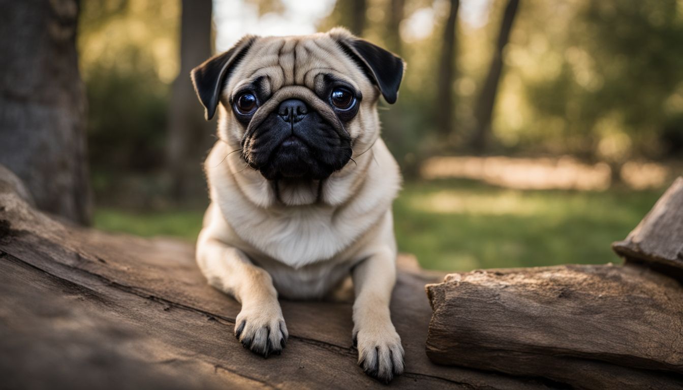 Are All Pugs Fat? A healthy pug in various outfits and poses, in a bustling atmosphere.